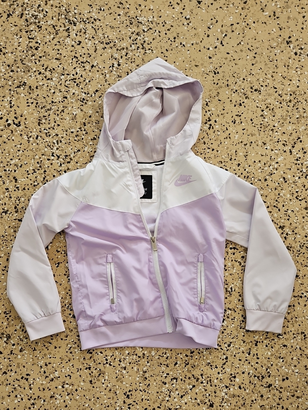 Nike Girls' Lavender and White Hooded Windbreaker Jacket